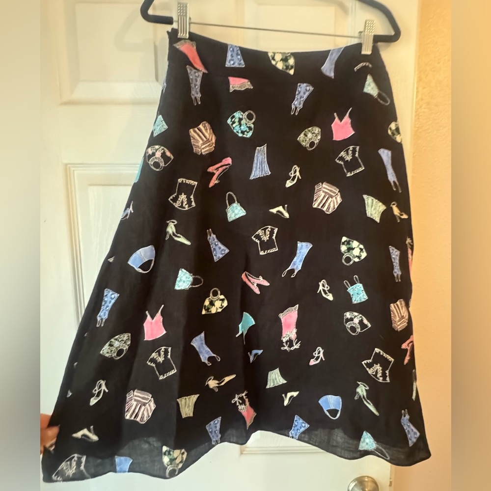 Liz Claiborne Black Accessory print linen Skirt